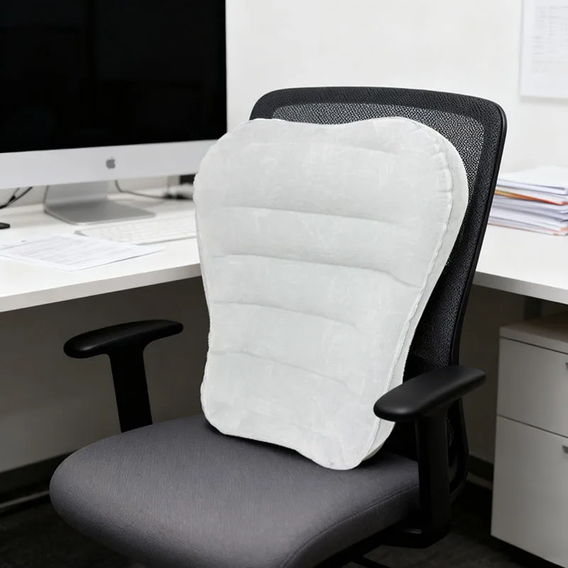 Press to Inflate Lumbar Support Pillow Portable Travel Airplane Camping Inflatable Back Support Pillow Home Office Cushion
