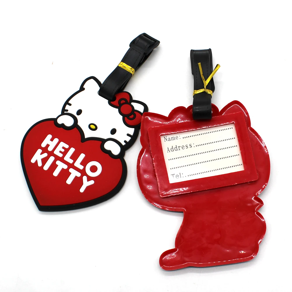 Sanrio Hello Kitty Luggage Tag Women Travel accessories Cartoon Kuromi Melody Travel Suitcase Bag Tag Identifier Carrier Nametag