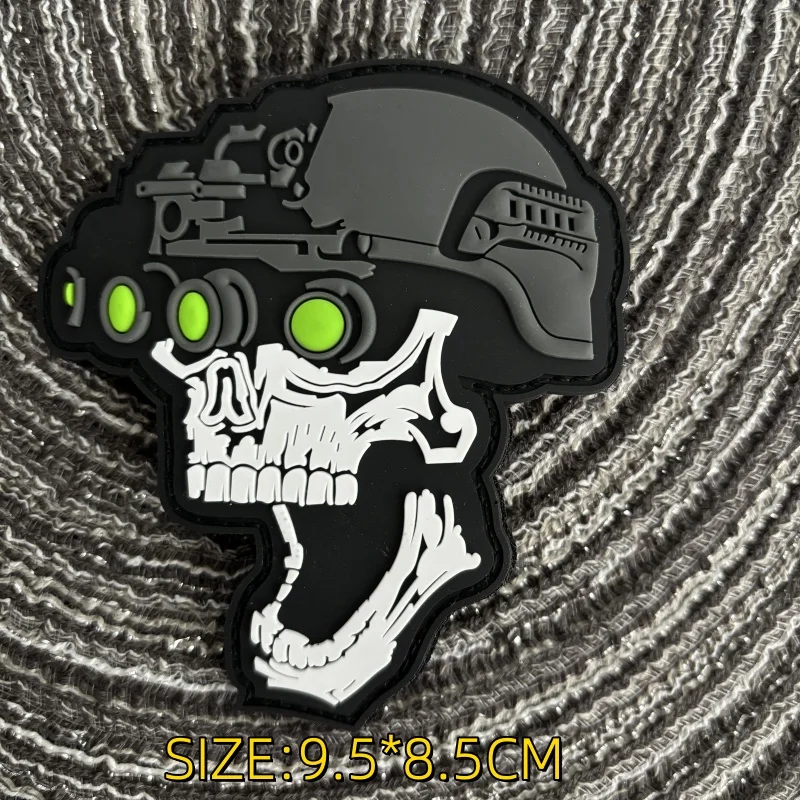 Night Vision Skull Tactical Patch Hook&Loop Emblem Military Night Vision Helmet Device Morale Badge Backpack Stickers