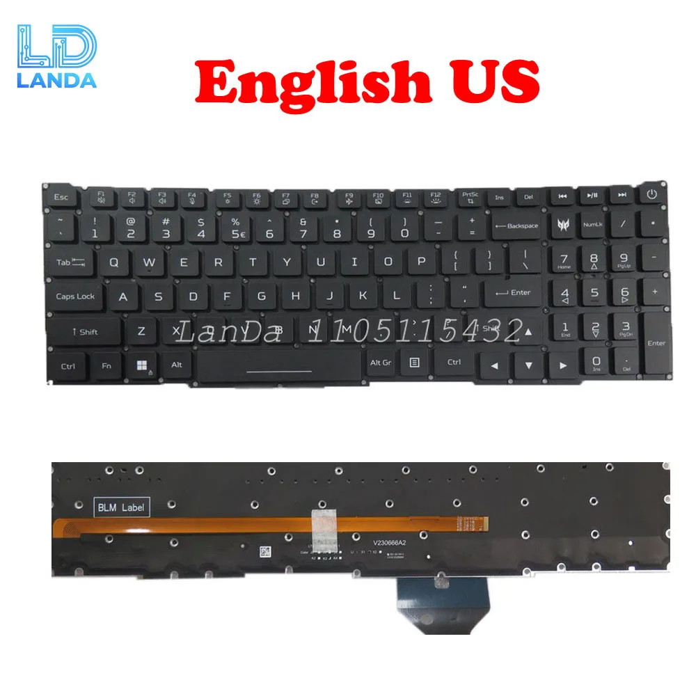 Laptop RGB Backlit Keyboard For ACER PHN16-71 PHN16-71-50JG PHN16-71-73LT 74WR PHN16-72 PHN16-72-75NK PHN16-72-76R1 95B2 English