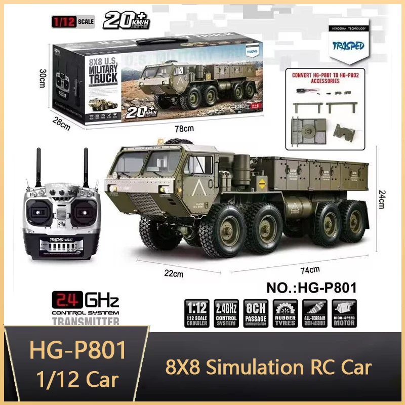 Hg 1/12 Heavy Trucks Trailer Truck P802 P801 P803a Rc Car Military Toys Ractor Off-Road Climbing Vehicle Model