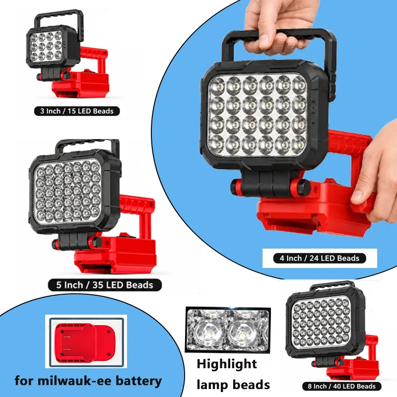 

milwak-ee light, LED Work Light, With Handle And USB Interface, Ideal for Outdoor Emergency Lighting and Camping