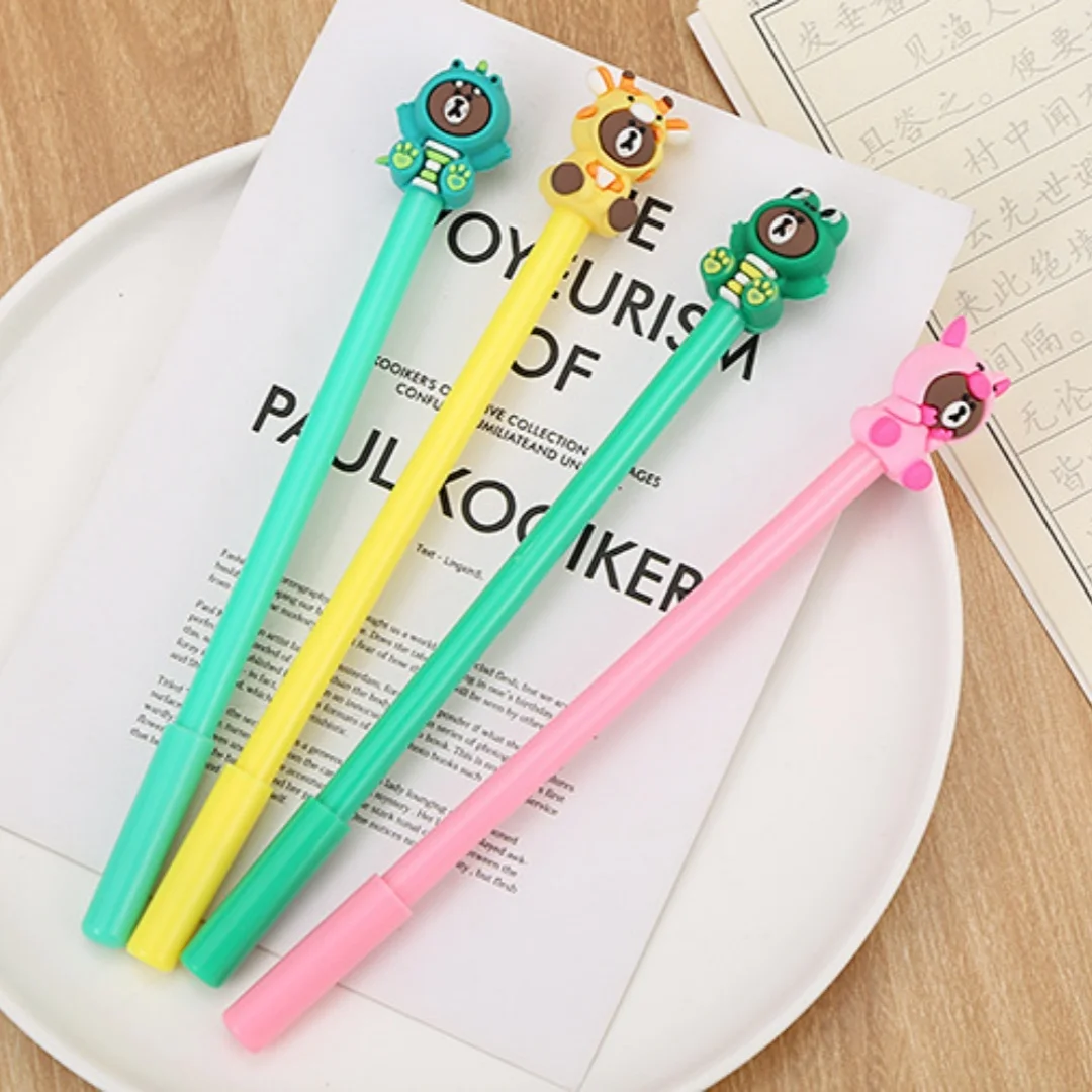

Cute Cartoon Bear Gel Pens, Kawaii Animal Shape Black Ink Ballpoint Pens for Students, Office, School Writing Supplies