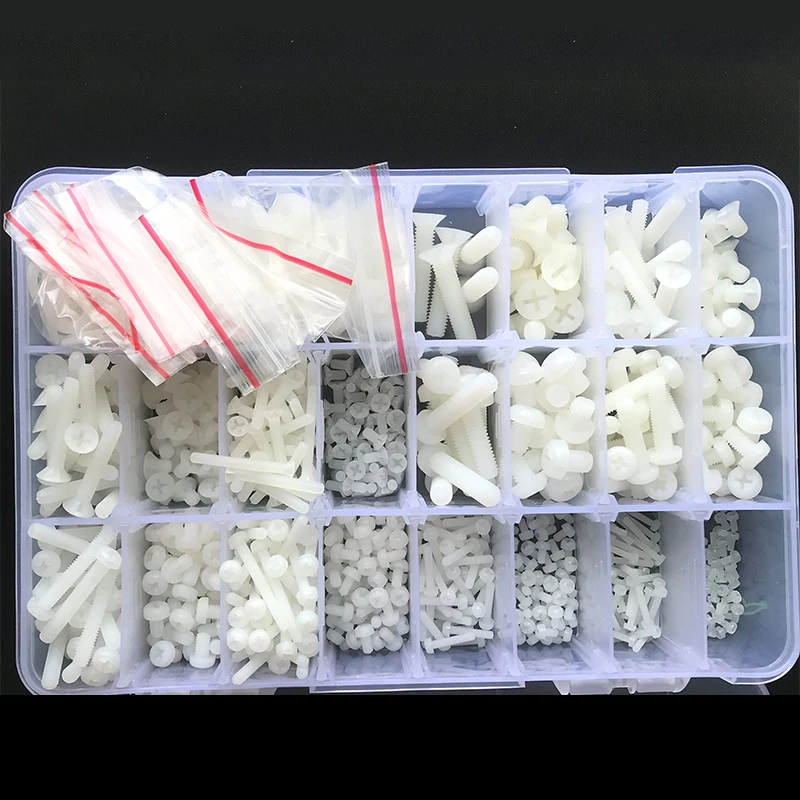 M2 M2,5 M3 M4 M5 Weiß Nylon Schraube Mutter Unterlegscheibe Set Nylon Kunststoff Phillips Isolierte Senkkopf Flachkopf Kreuz Runde Schraube Bolzen – Detail 6