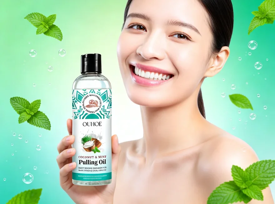 OUHOE Coconut Mint Pulling Oil Mouthwash, Freshens Breath, Cleanses Mouth, Daily Oral Care