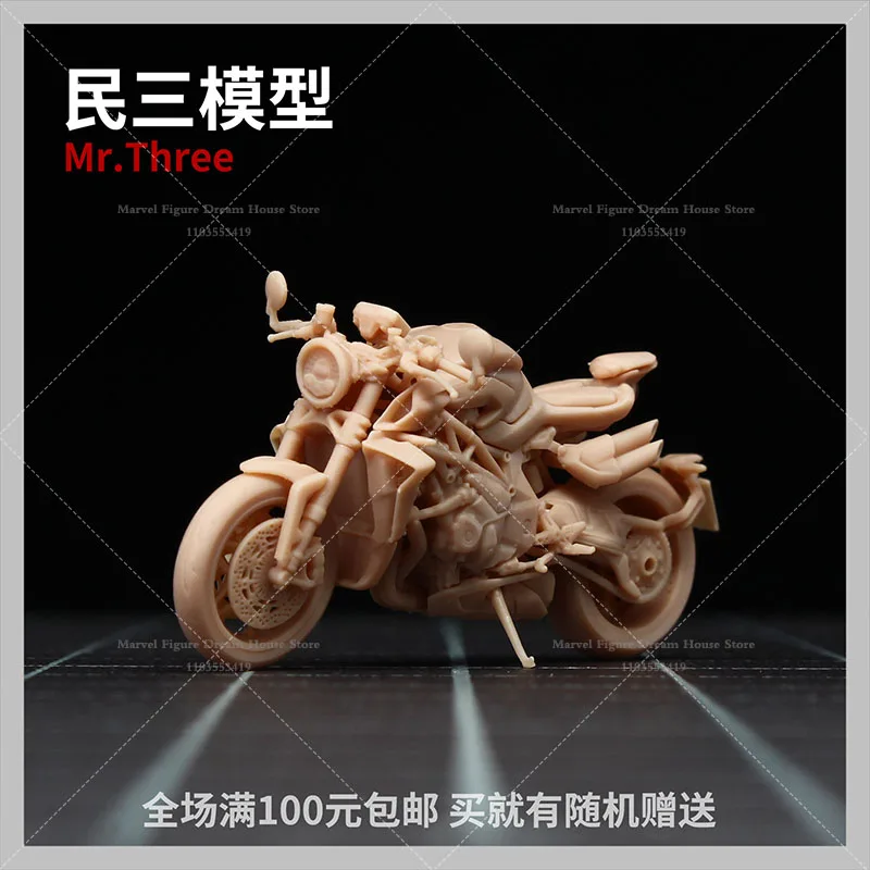 1/64 1/43 Scale Miniature Scene Dolls Un-panited White Figure Mini Build-it-yourself Model Motorcycle Assembly  For Hobbyists