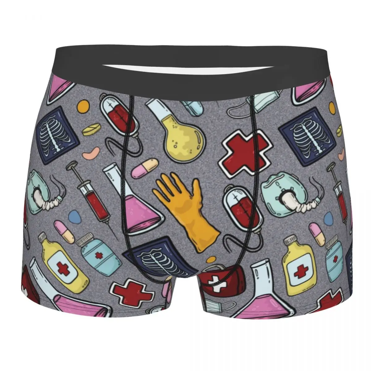 Men's Many Medical Lab Stuffs Pattern Underwear Chemistry Printed Boxer Shorts Panties Male Breathable Underpants