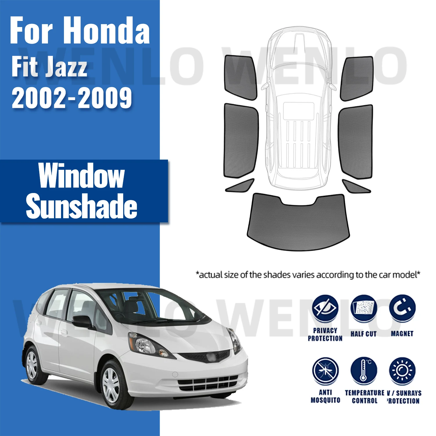 For Honda Fit Jazz GE 2009-2015 Magnetic Car Sunshade Visor Front Windshield Frame Curtain Rear Side Window Sun Shade Shield