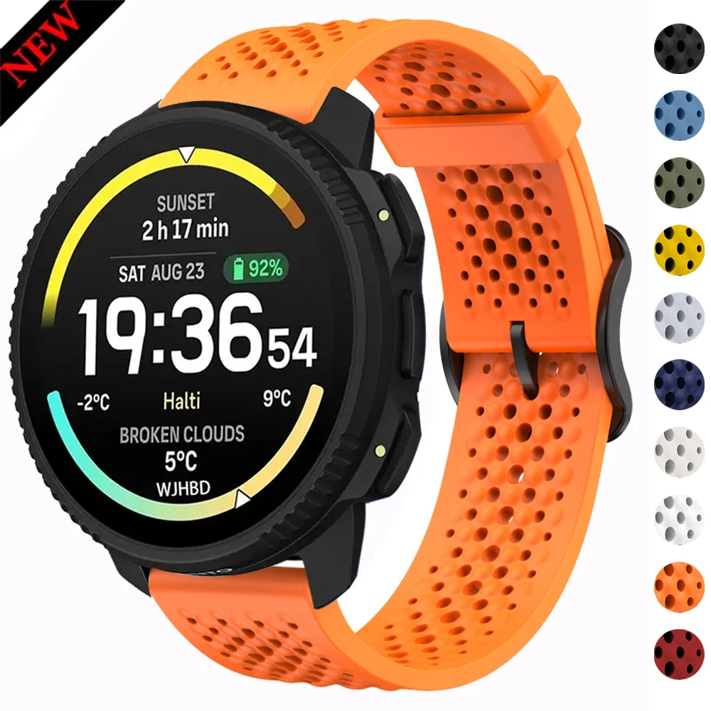 22 mm atmungsaktives Sportarmband für SUUNTO VERTICAL 2/RACE 2 S Uhrenarmband für SUUNTO RUN/5 9 PEAK PRO/OCEAN Silikon-Armband