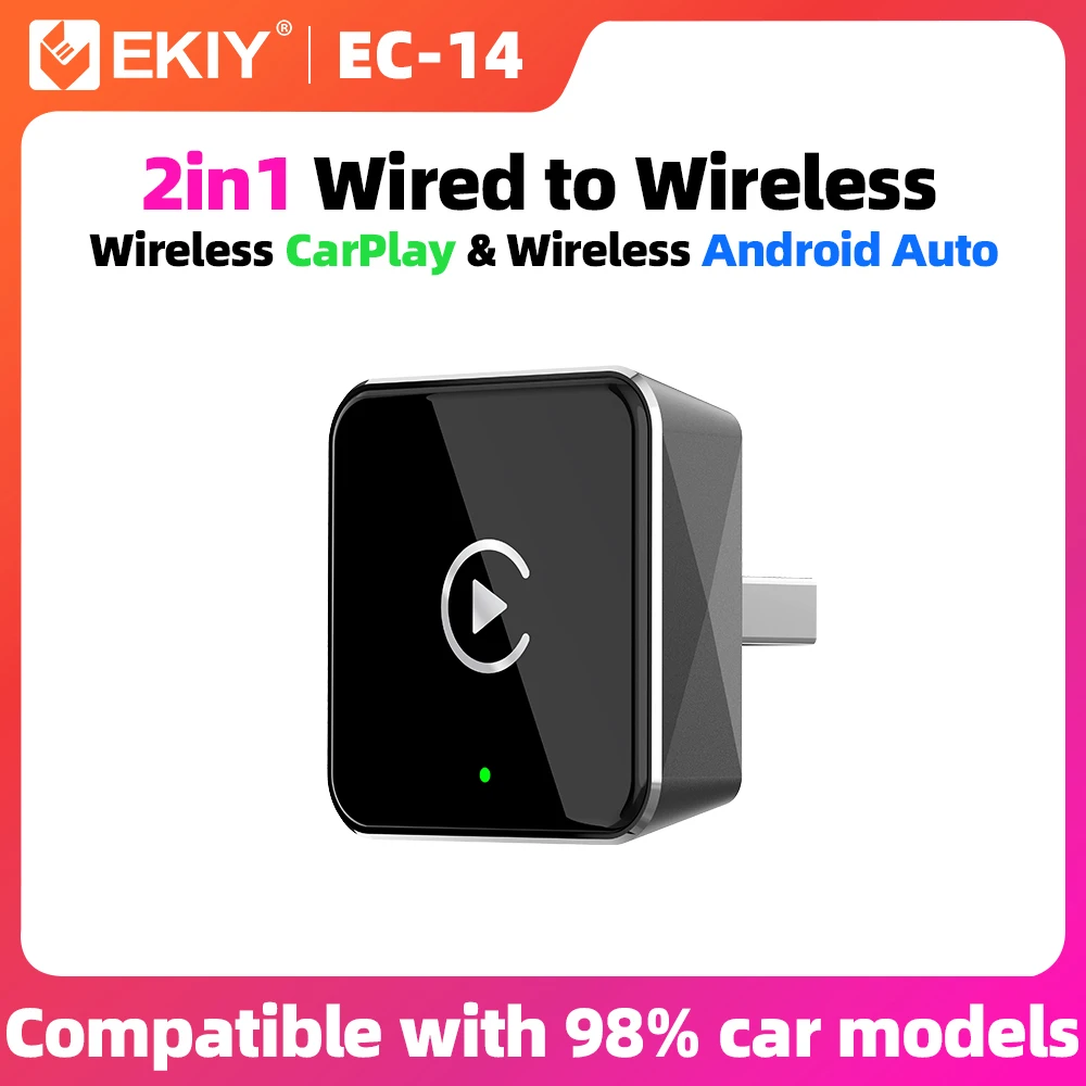EKIY 2in1 Car Intelligent Systems AI Smart Box Wireless Android Auto Adapter Wireless CarPlay Dongle For Car With Wired CarPlay