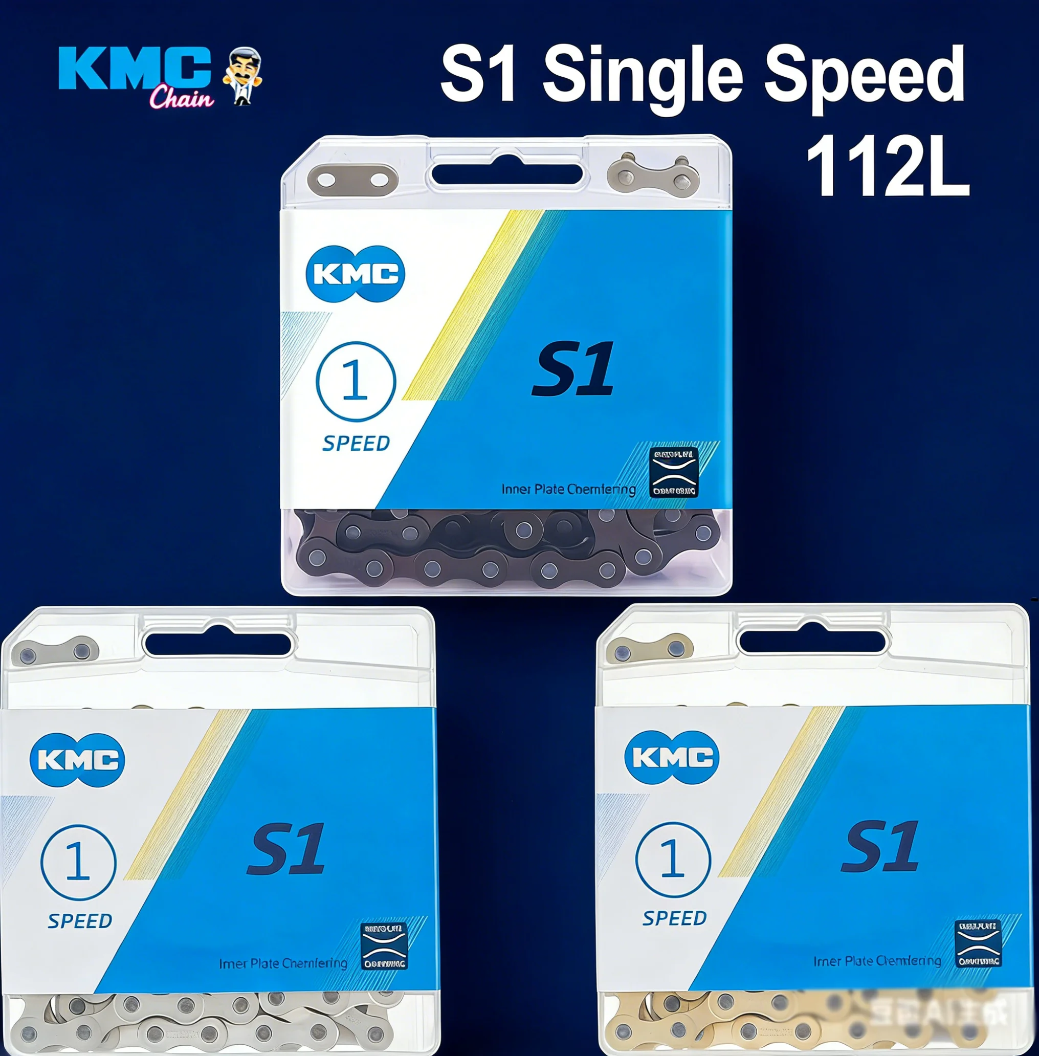 

KMC S1 Single-Speed Bicycle Chain 112 Links 3 Colors Optional with Quick Link for Fixed Gear/BMX Bike