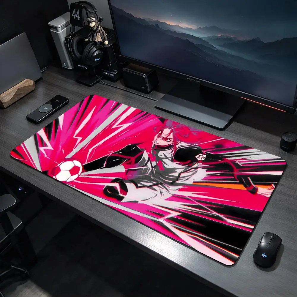 Sport Anime B-Blue Lock Mouse Pads Large Gaming Mousepad Desk Mat Non Slip Bottom Featuring Stitched Edges
