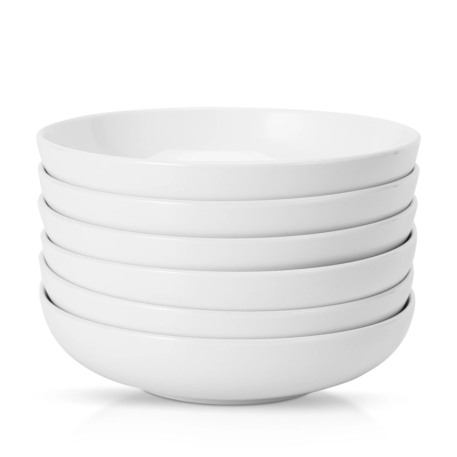 22 Ounce Porcelain Pasta Bowls Set 6 Pack Premium Ceramic Large Capacity Plates for Salad and Soup, Serving Bowl, Microwave