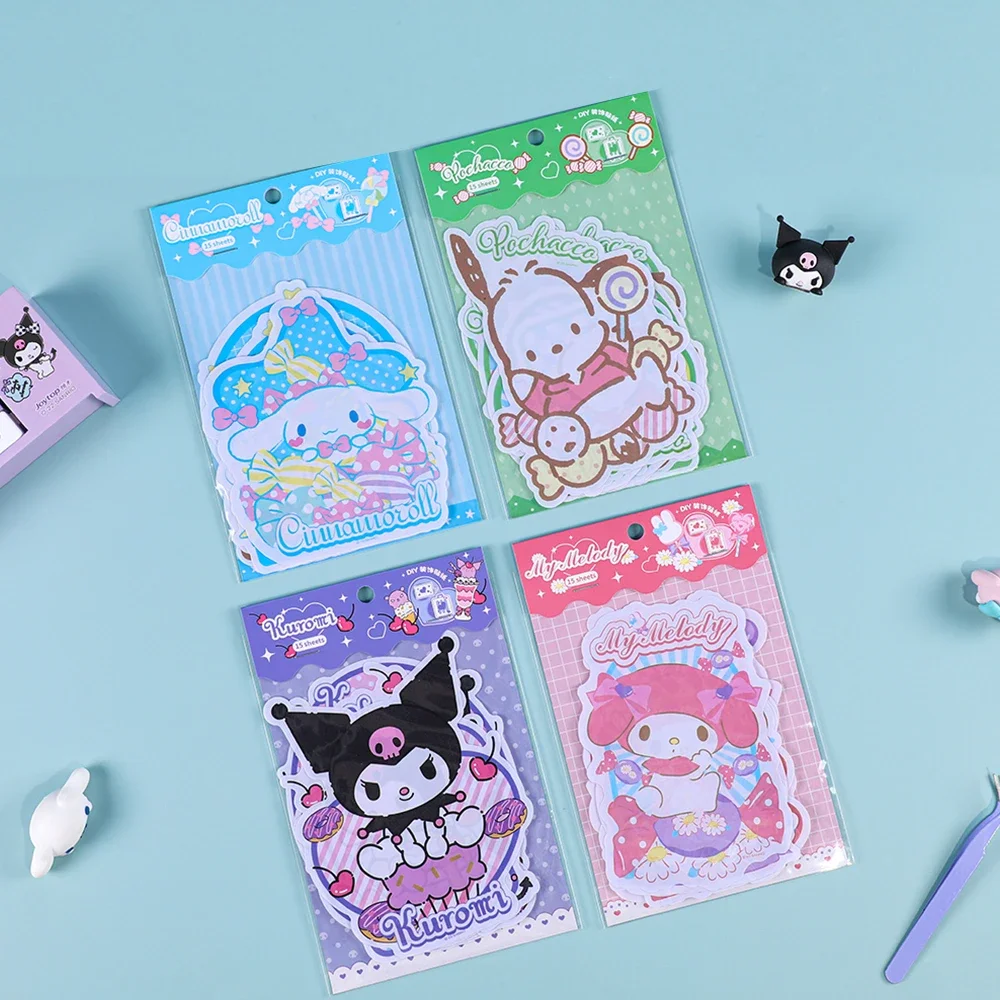 Sanrio Stickers Cinnamoroll Hello Kitty Kuromi Pachacco DIY Decorative Stickers Phone Luggage Laptop Guitar Sticker