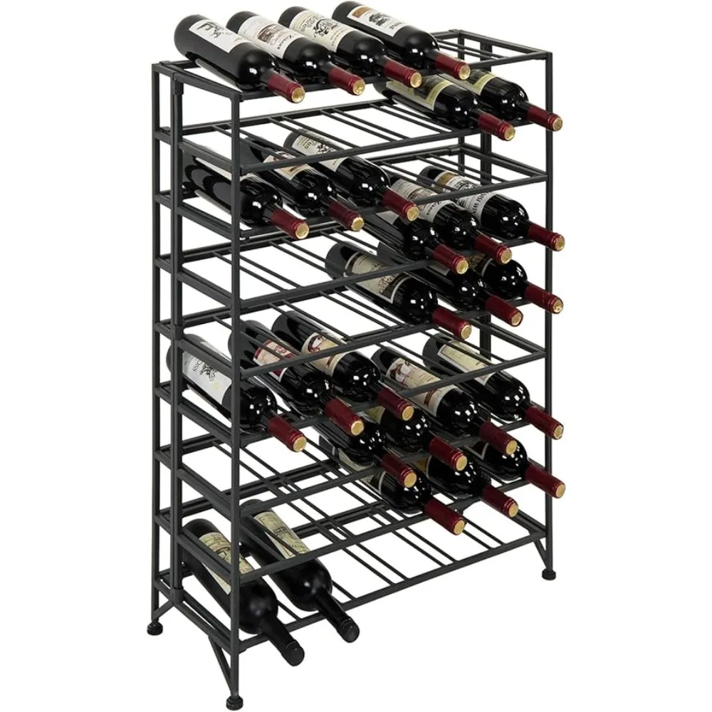 9 Tier Wine Bottle Shelf - Holds Up to 54 Bottles Home Bar Stand Gray Metal Wine Rack Freestanding Floor Stand Cellar Bar House