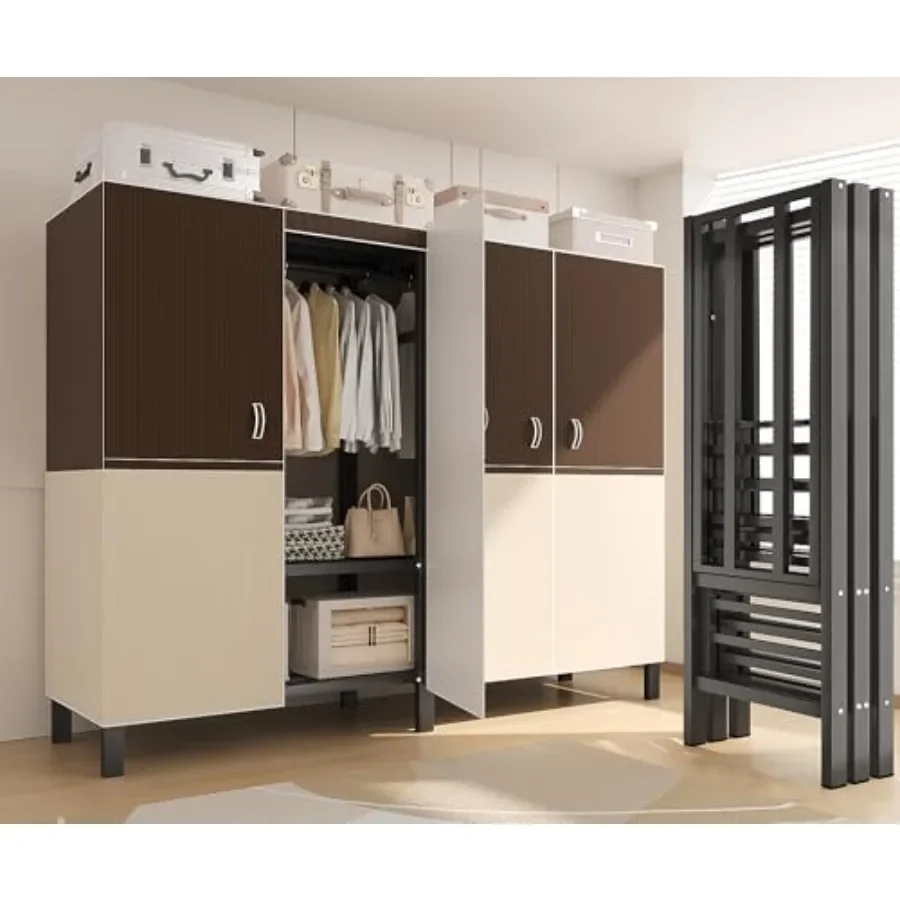 رف الملابس، رف الملابس عالي التحمل، منظم خزانة الملابس المحمول القائم بذاته من الفولاذ لتعليق الملابس مع 2 #1