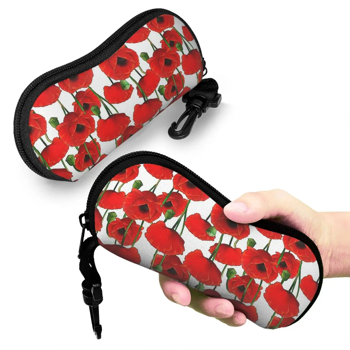 

Poppy Pattern Shell Glasses Case Protective Sunglasses Box Women Men Soft Eyeglasses Bag Pouch