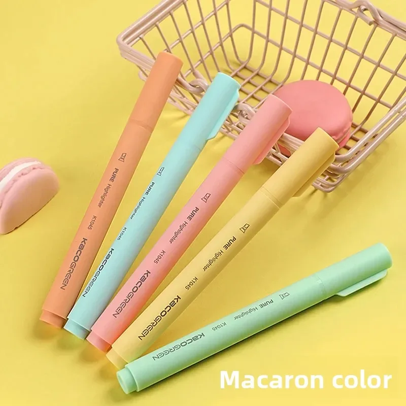 

5PCS KACOGREEN PURE Macaron Highlighter Markers Color Rough Strokes Highlight Large-Capacity Fluorescent Pastel Marker Pens