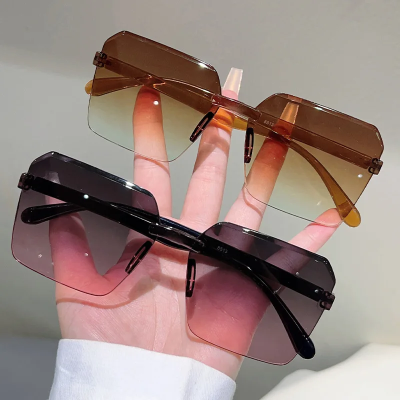 

New Fashion Rimless Sunglasses for Women, Trendy Candy Color Gradient Lenses, Prom & Stage Show Shades, Party Sunglasses Glasses