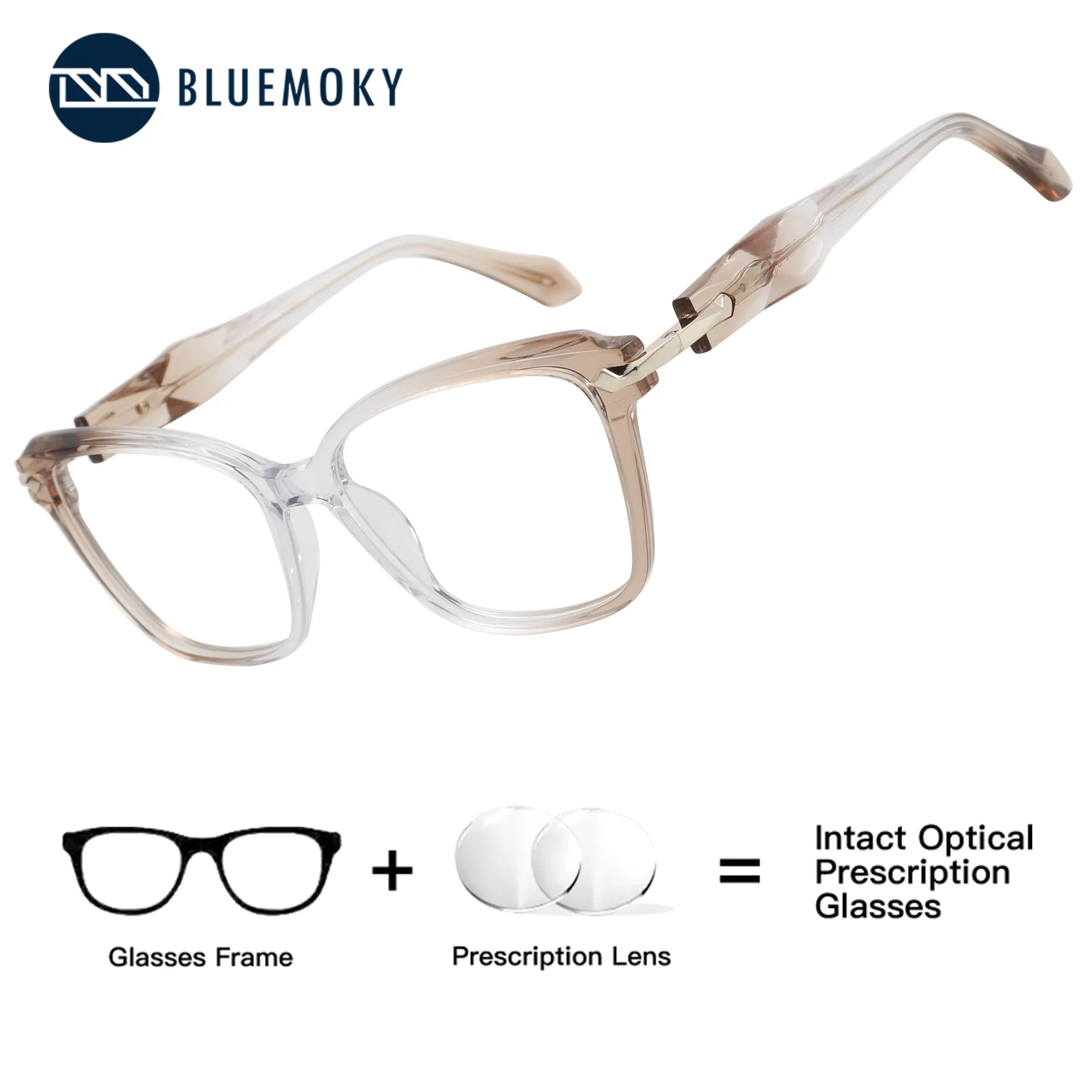 

BLUEMOKY Custom Butterfly Acetate Prescription Glasses Women Blue Light Blocking Anti Reflective Photochromic Progressive