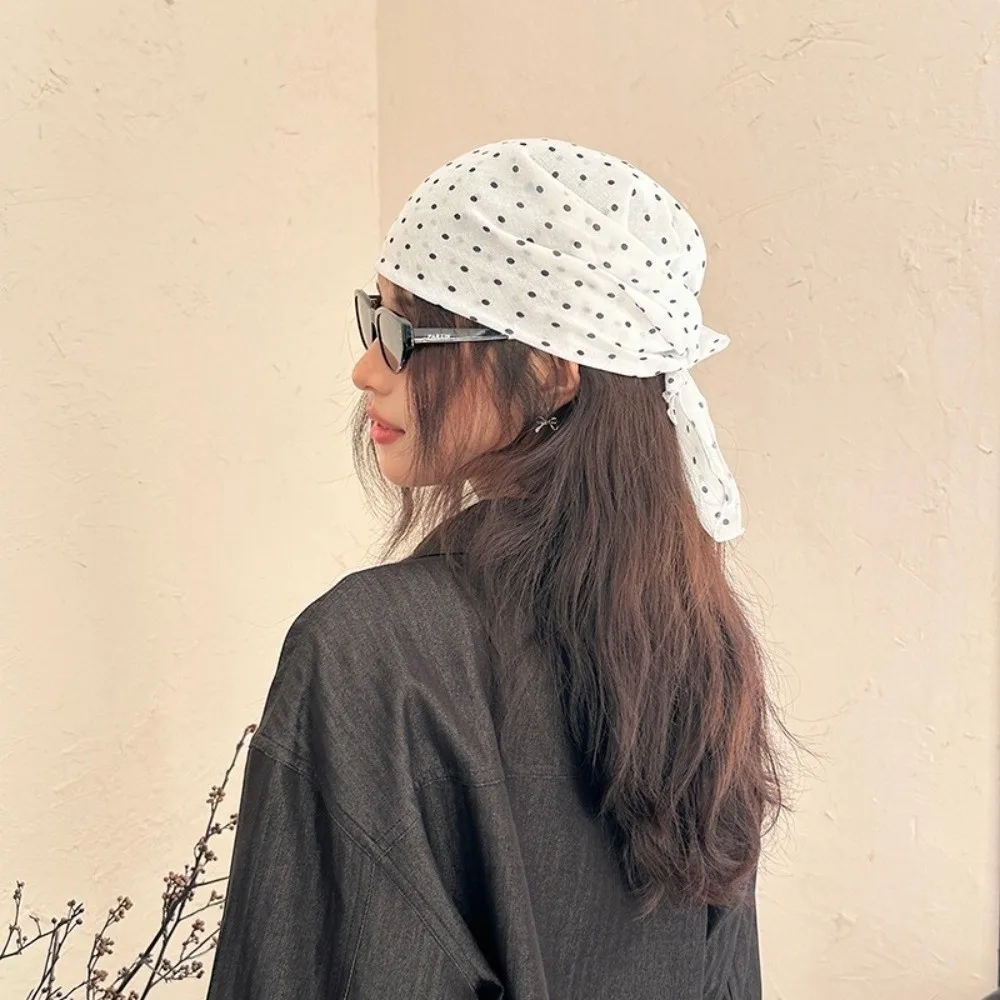 

Fashion Polka Dot Hair Scarf Square Thin Hair Band Waist Butt Curtain Imitation Silk Hair Tie