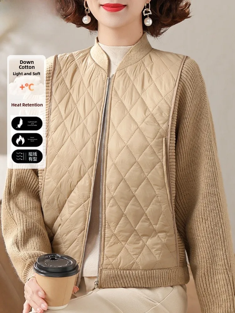 

Теплый вязаный кардиган для женщин: модное хлопковое пальто в стиле пэчворк для женщин среднего и старшего возраста, осенне-зимняя верхняя одежда