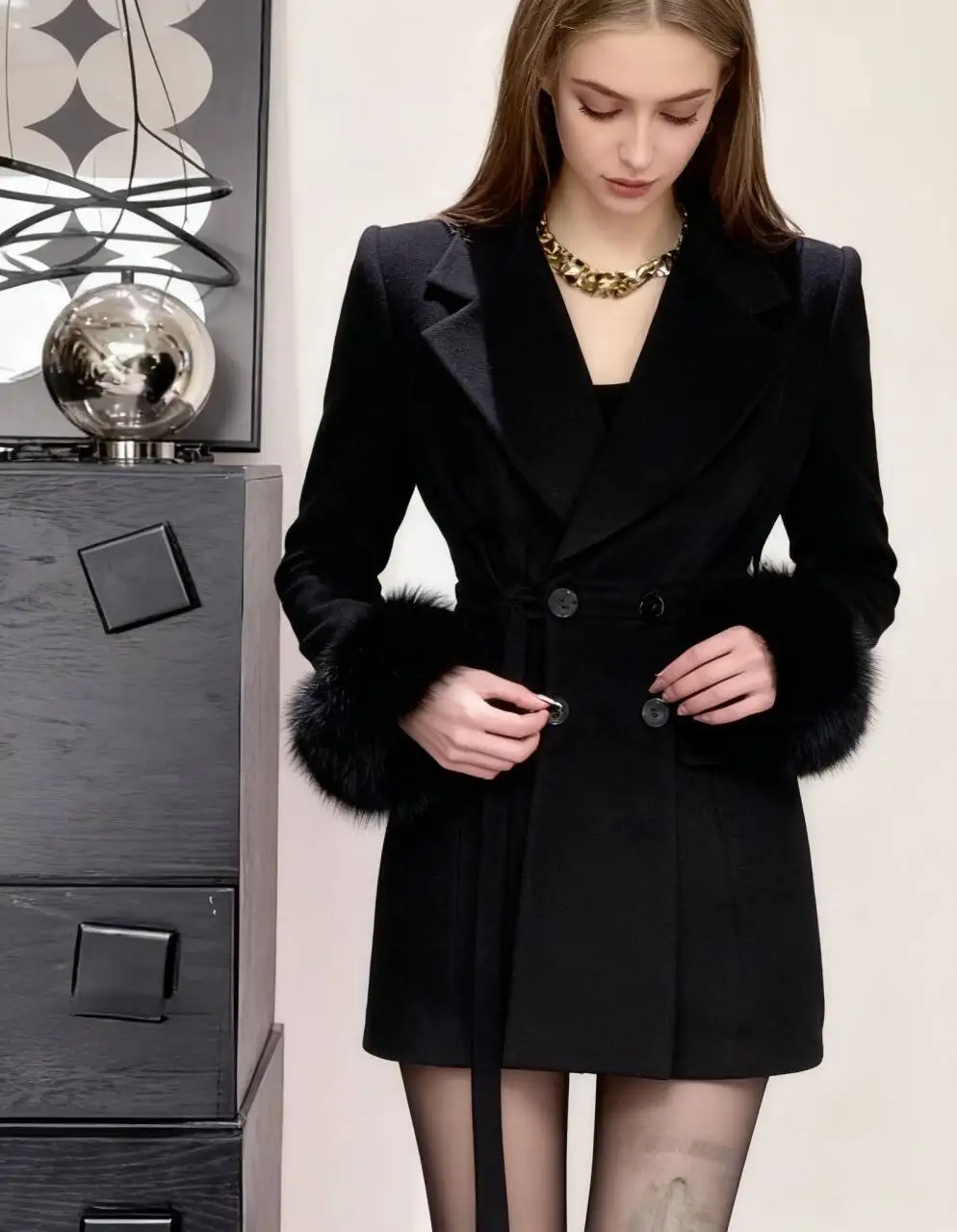 

Wool Blend Coats Womens Woolen Coat Fabric Autumn Blended Suede Embossing Notched Collar Buttoned Patchwork-Free Ribbed Drop Ins