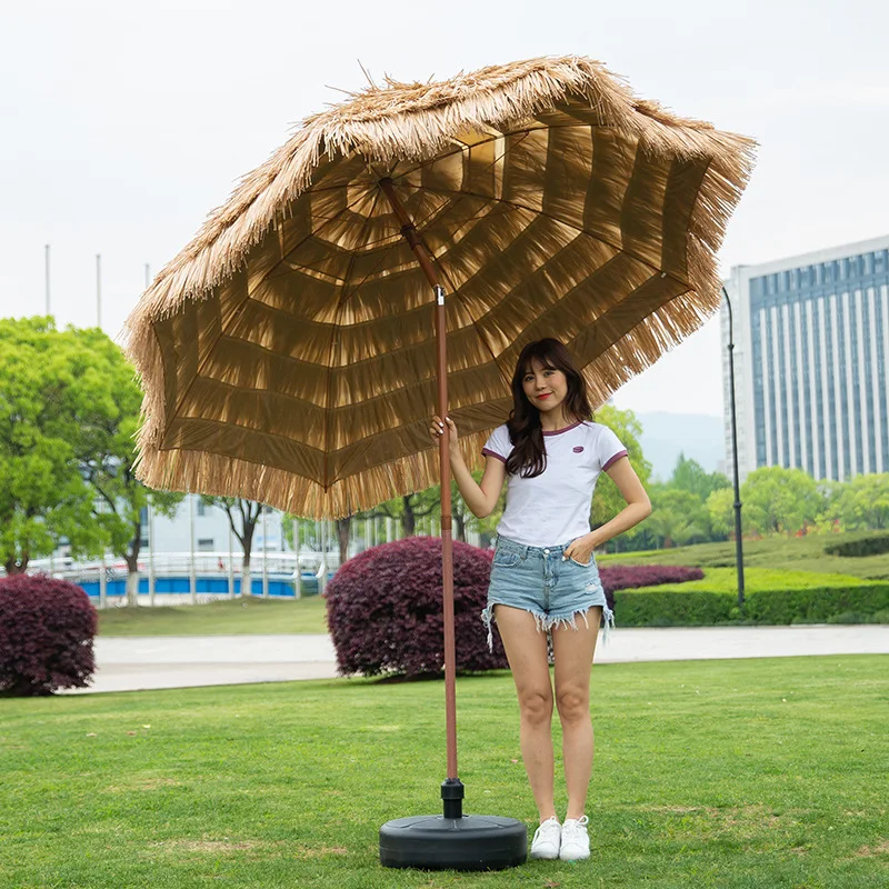 Simulation straw umbrella large outdoor parasol folding sun umbrellascenic umbrella garden umbre