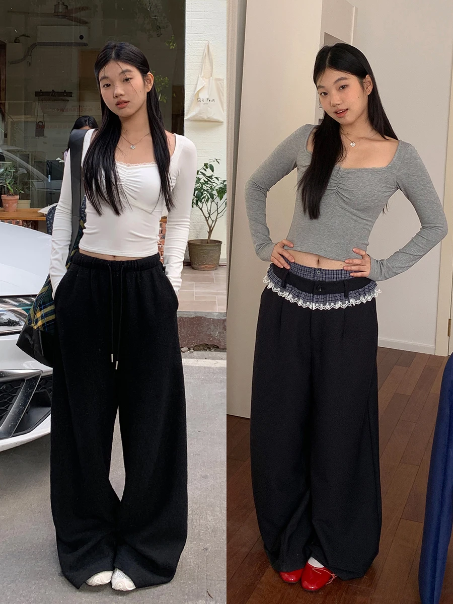 

Red Celebri Club Women's Long Sve Base irt Inner Wear T-irt Slim Fit V-Ne Top for Autumn Winter Faion Trend