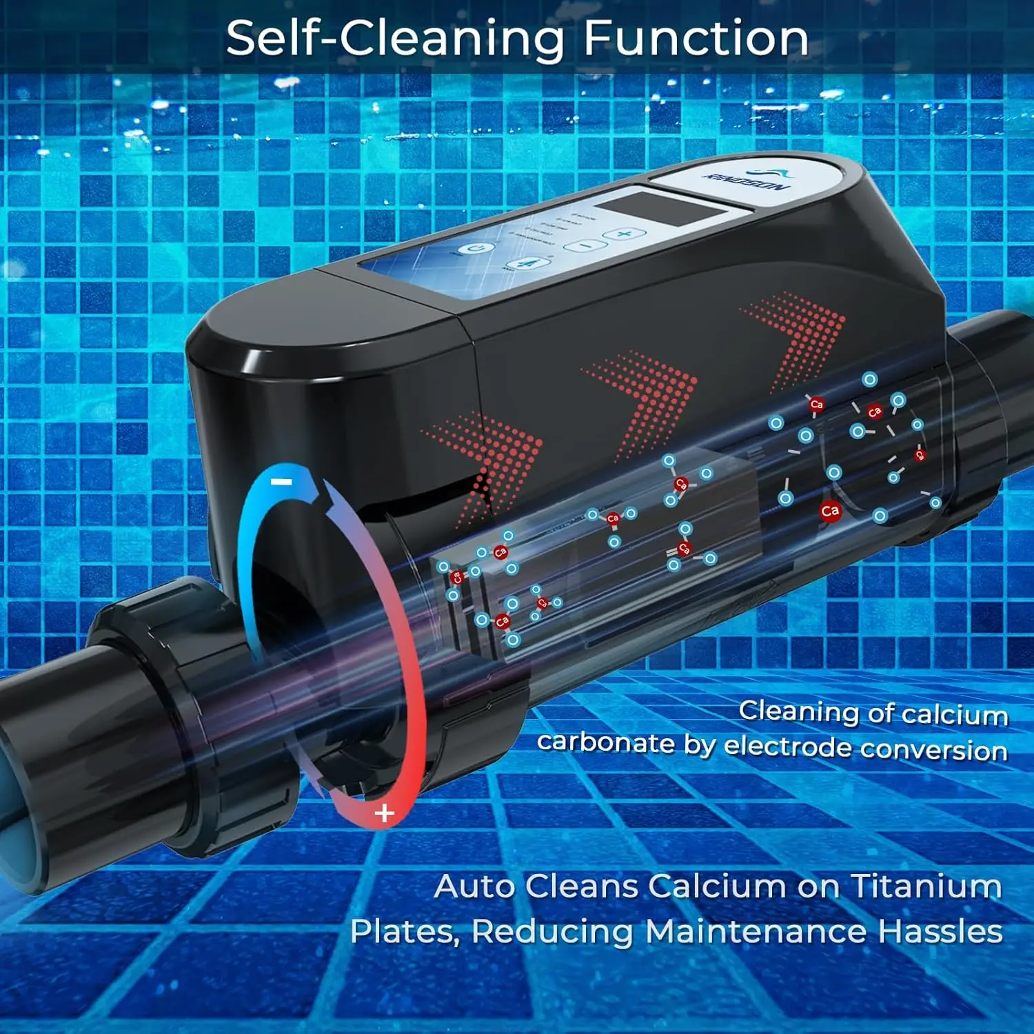 

Smart Saltwater Pool Chlorinator System with Five Year Limited Warranty, App Remote Control & Titanium Plate Self-Cleaning