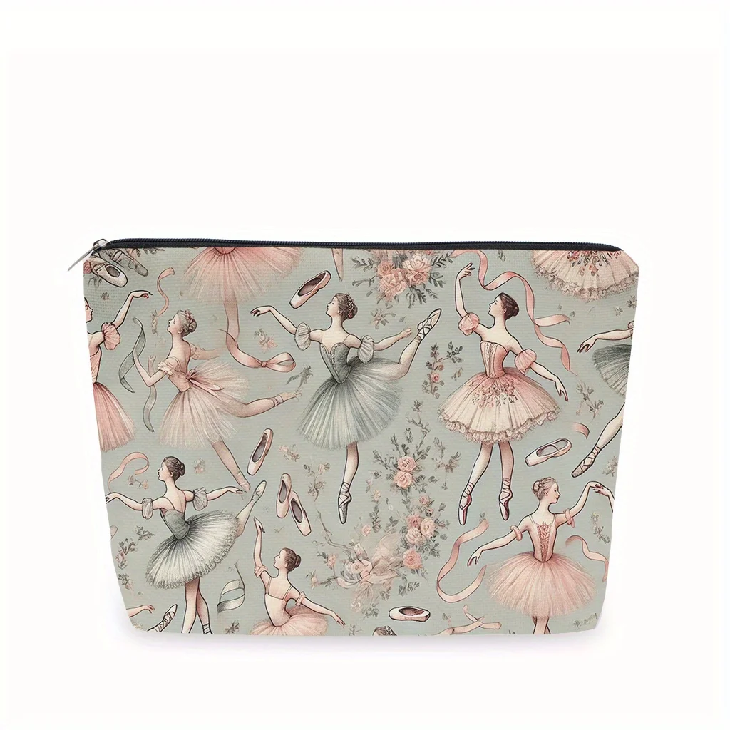 A Elegant ballet dancer makeup bag - cute multifunctional zipper pouch for women, jewelry storage bag