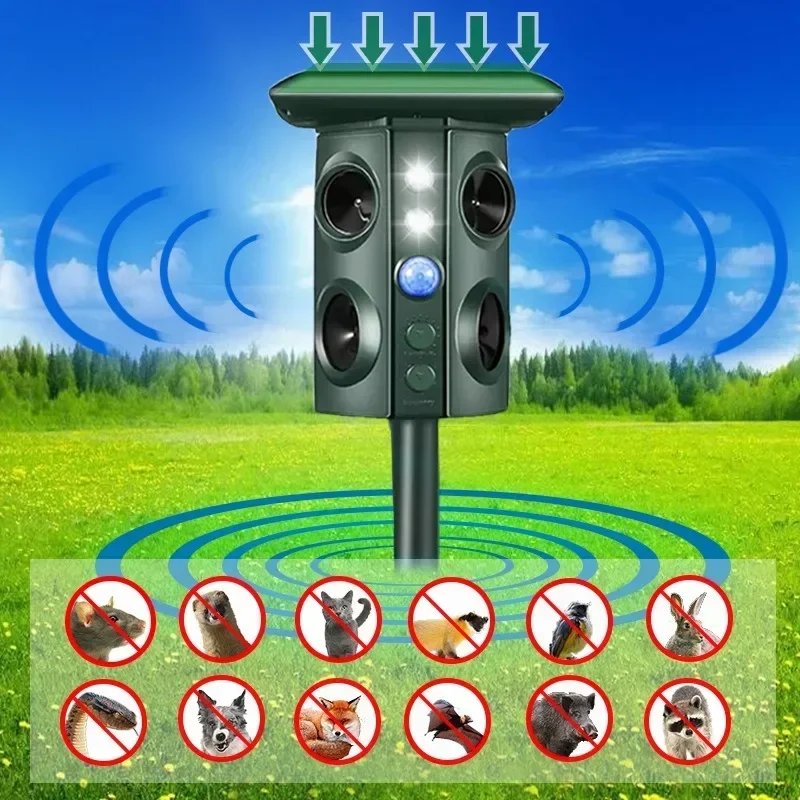 Solar Energy Dog Repeller, Long Range, Portable Ultrasonic Bark Control, Outdoor, Bird, Snake, Mouse, Animals