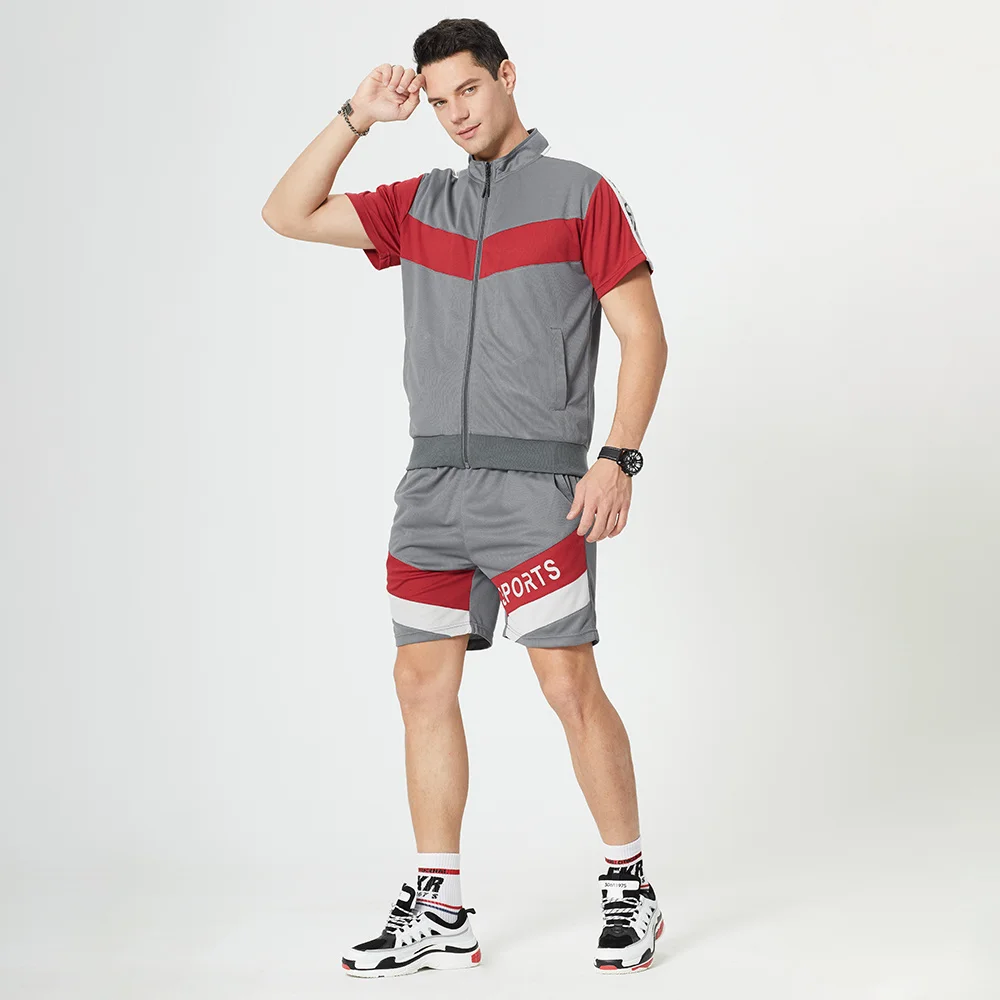 

2022 Summer Mens Set Man Zipper Sportswear 2 Piece Hip Hop Sets Sports Suit Sweatshirt + Shorts Sweatsuit Male US Size Tracksuit