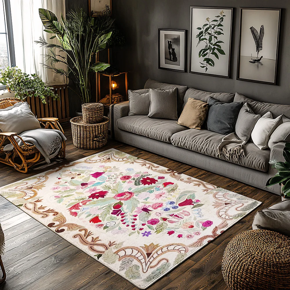 

Винтажный коврик с цветочным принтом, моющийся домашний и уличный коврик, входной коврик, коврик для фермерского дома, коврик для домашнего декора, нескользящий напольный коврик