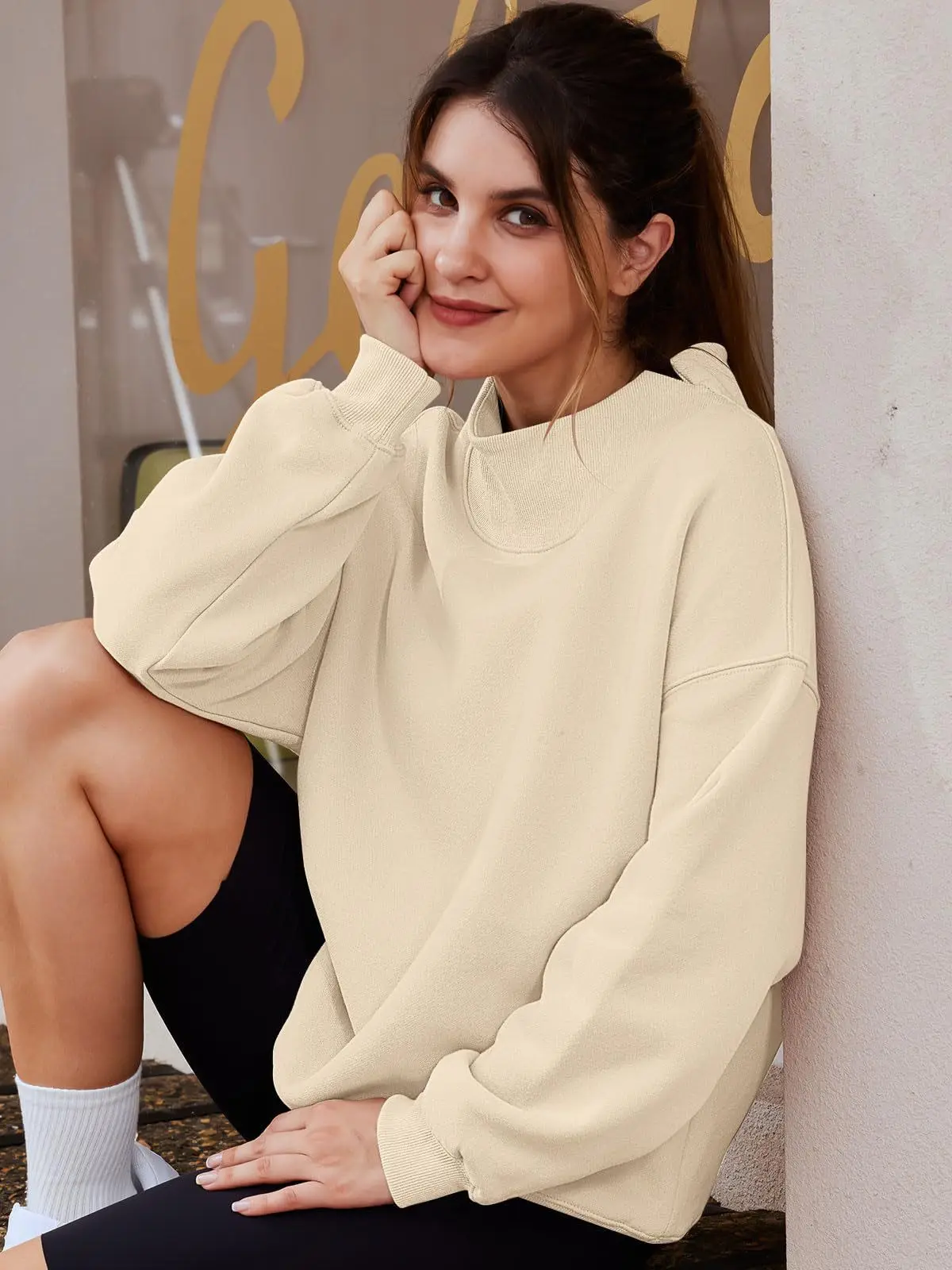 Womens-Oversized-Mock-Neck-Sweatshirt-Shoulder-Cut-Out-Design-Solid-Color-Long-Sleeve-Autumn-Lazy-Fit-Casual-Commuter-Pullover-T