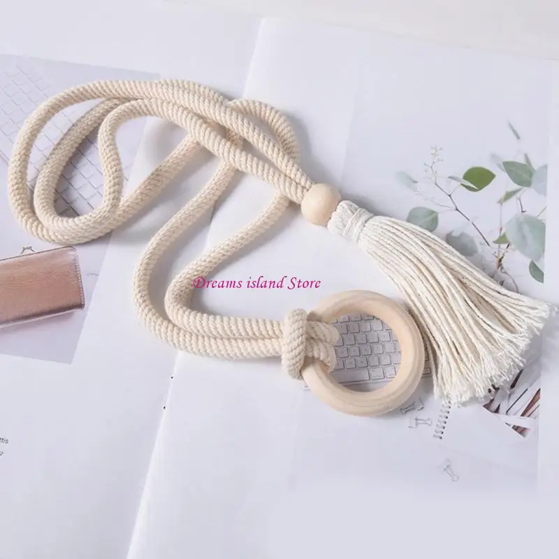 Set of 2 Rope Curtain Tie Backs Decorative Curtain Holdbacks for Drapes Bead Curtain Holder for Window Decors HX6C
