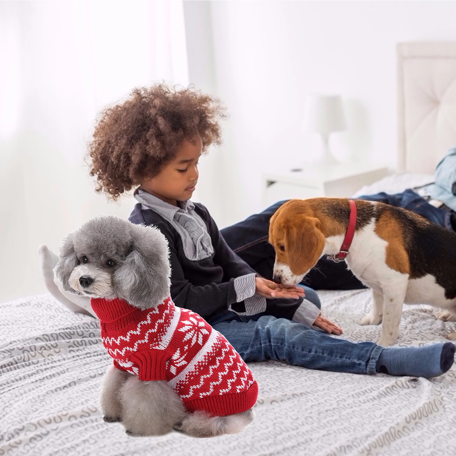 

Puppy Pet Sweater Small Dogs Winter Clothes for Halloween Red Christmas Costumes