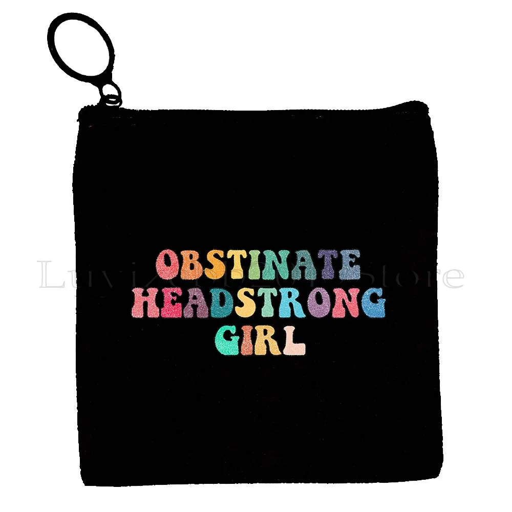 Obstinate Headstrong Girl Jane Austen Quotes Pride and Prejudice Romantic Novel Gift Canvas Coin Purse Key Case Bag Zipper Pouch