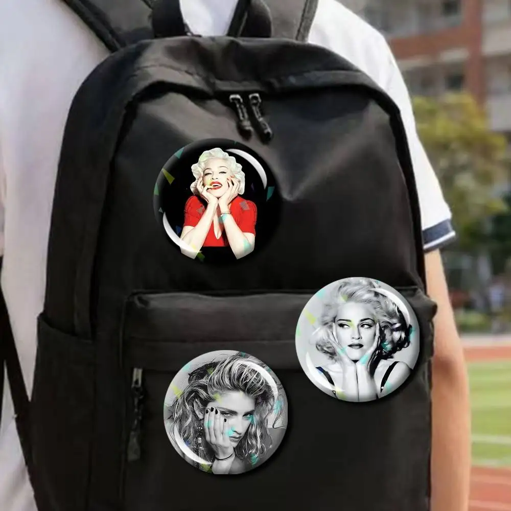 POP-Queen M-Madonna Confessions Round Brooch Pins, Personalized Badges With Broken Glass Design Fashion Accessory