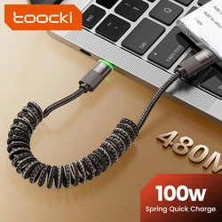 Toocki Type C To USB C Cable PD100W Fast Charging Wire For Samsung Xiaomi Huawei  LED Display Spring Data Cord For iPhone 15 Pro