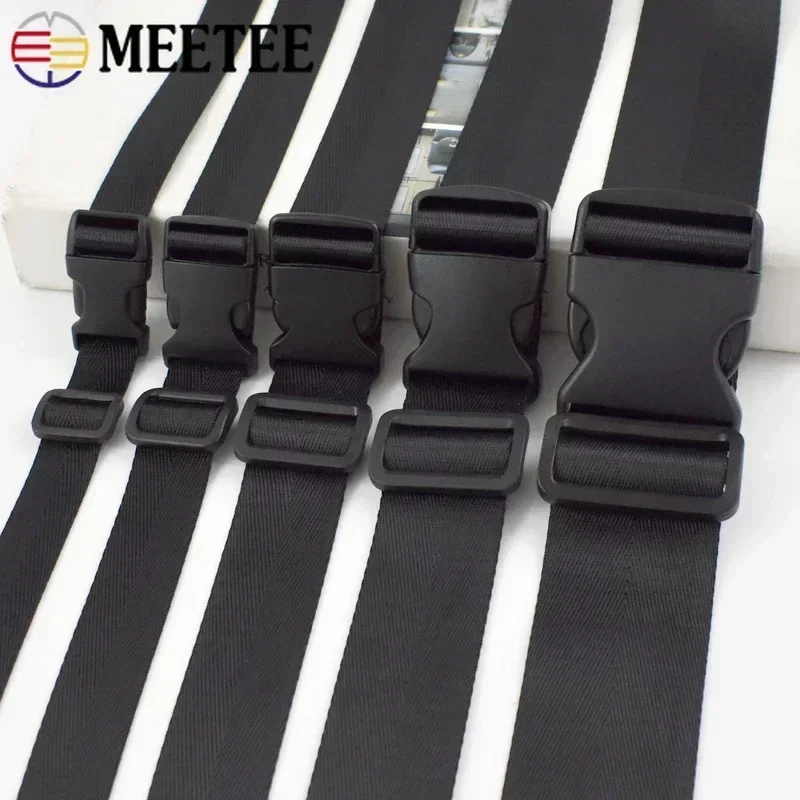 2-10Sets 20/25/32/38mm Nylon Webbing Adjust Plastic Release Buckle Tri-Glide Slider Side Clasp Bag Ribbon Strap Sewing Accessory