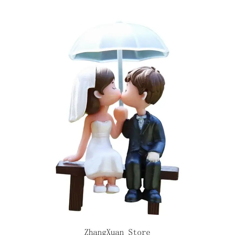 Regenschirm Paar Modell Statue PVC Figur für Schreibtisch Dekoration Kuchen für Hochzeit und Verlobung Party 3XUF – Detail 9