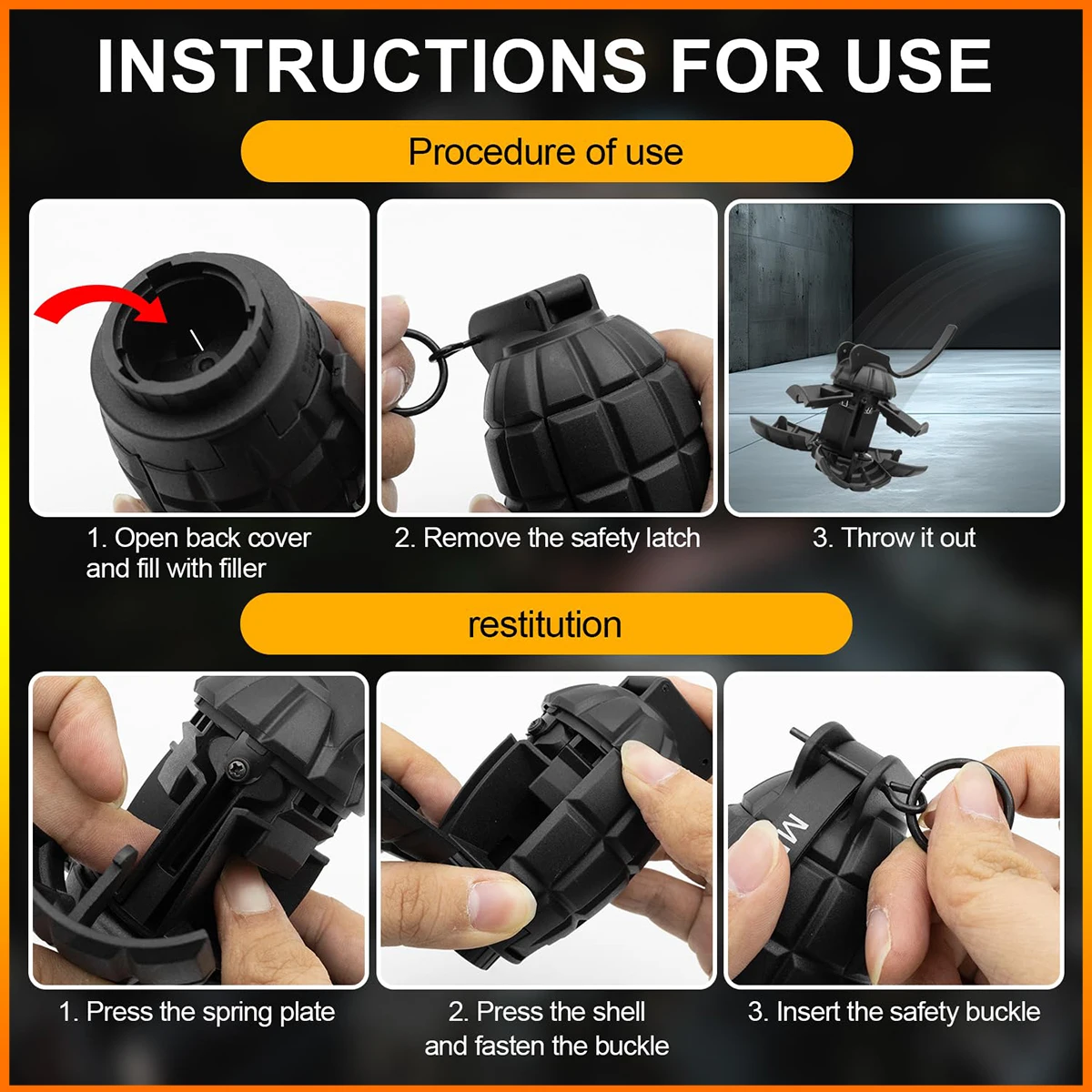 Airsoft Tactical Grenade Plastic CS Battle Game Toy Dummy Hand Grenades Model Pull Ring Toys for Age 14+ cosplay New Year Gift