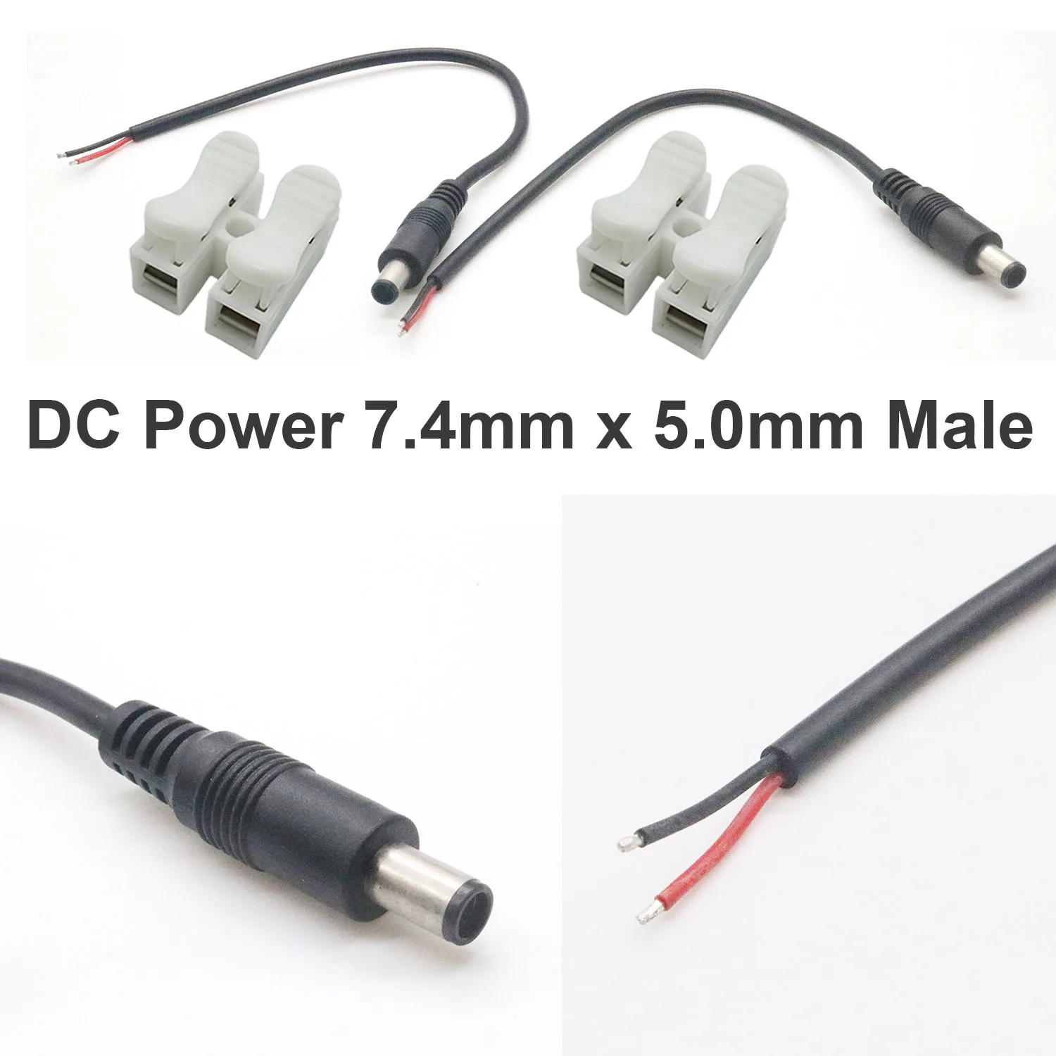 

2pcs DC Power Connector Cable 7.4mm x 5.0mm Male 18AWG Tinned Bare Wire for DIY Electronic Device Replacement CCTV Camera Laptop