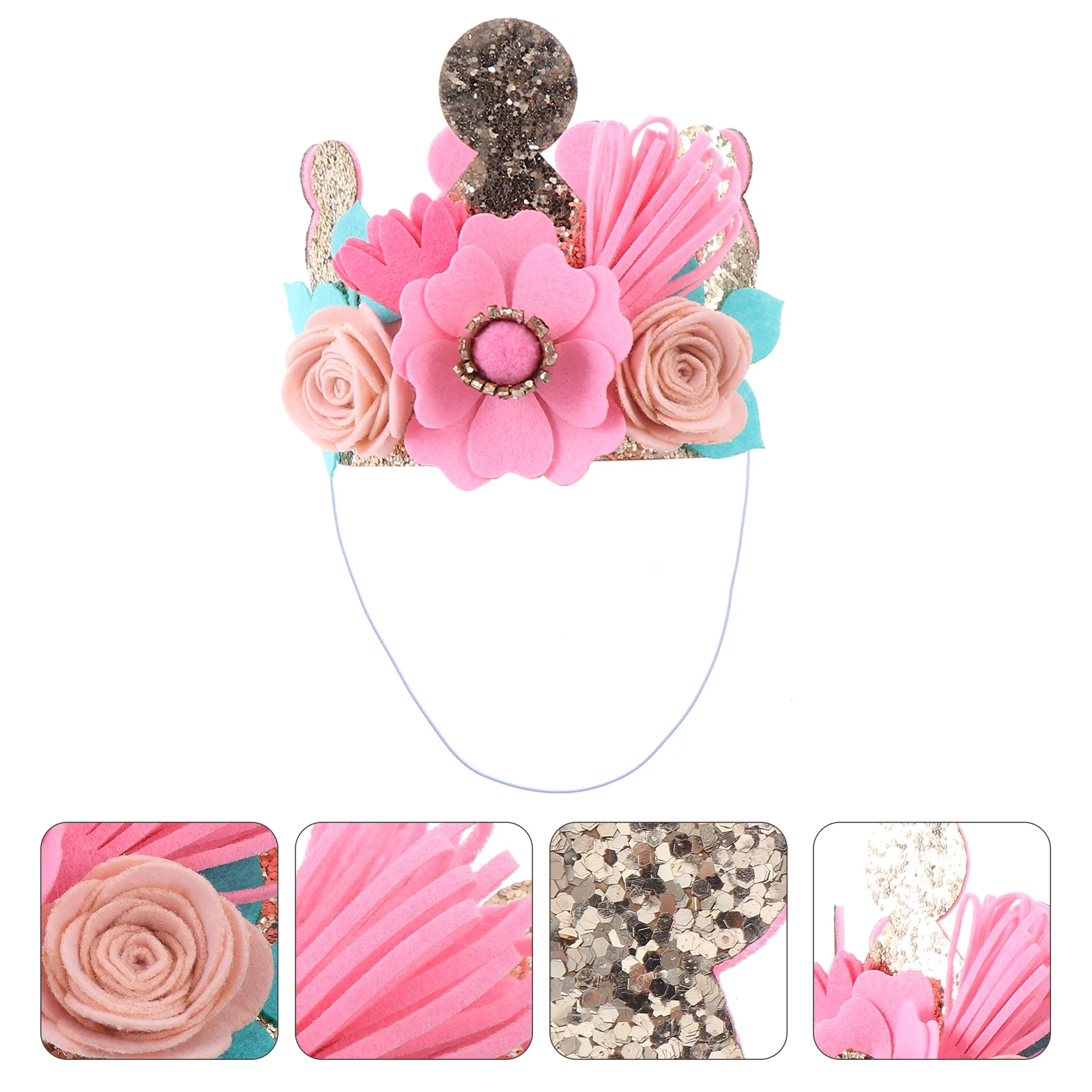 

3D Flower Birthday Kids Crown Hat Headdress Decorative Accessory Kids Crown Party Hat Birthday Accessories