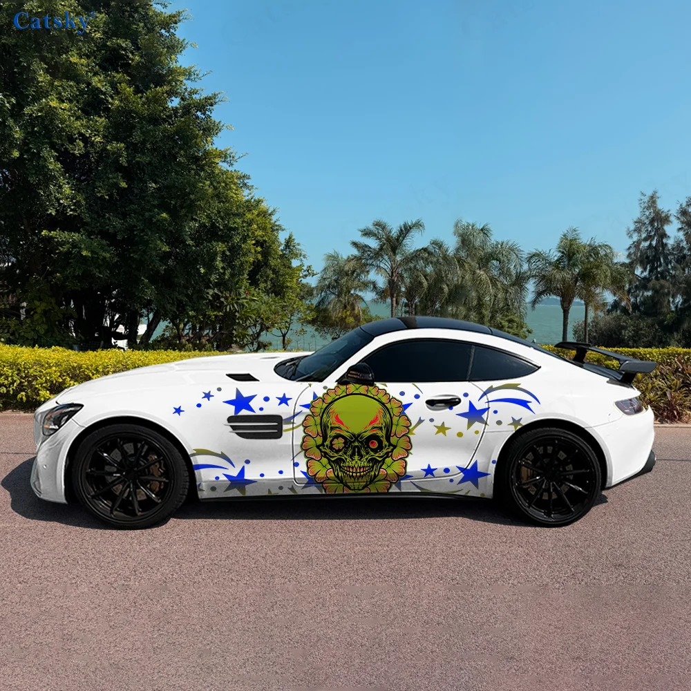 

Skeleton Head Star Line Car Vinyl Wraps Decal Self-adhesive PVC Sticker Suitable for Trucks SUV Decoration Auto Accessories Gift