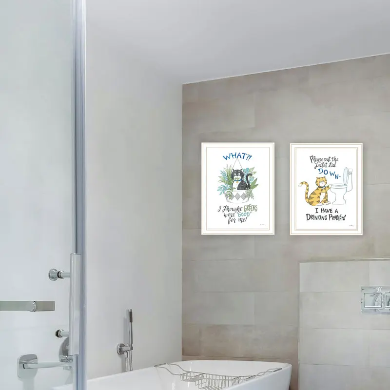 トレンディ デコ 4U 2 ピース ビニエット 私には飲酒問題があります!! リビングルーム用のブラックフレームのウォールアート、寝室用のウォールアートプリント