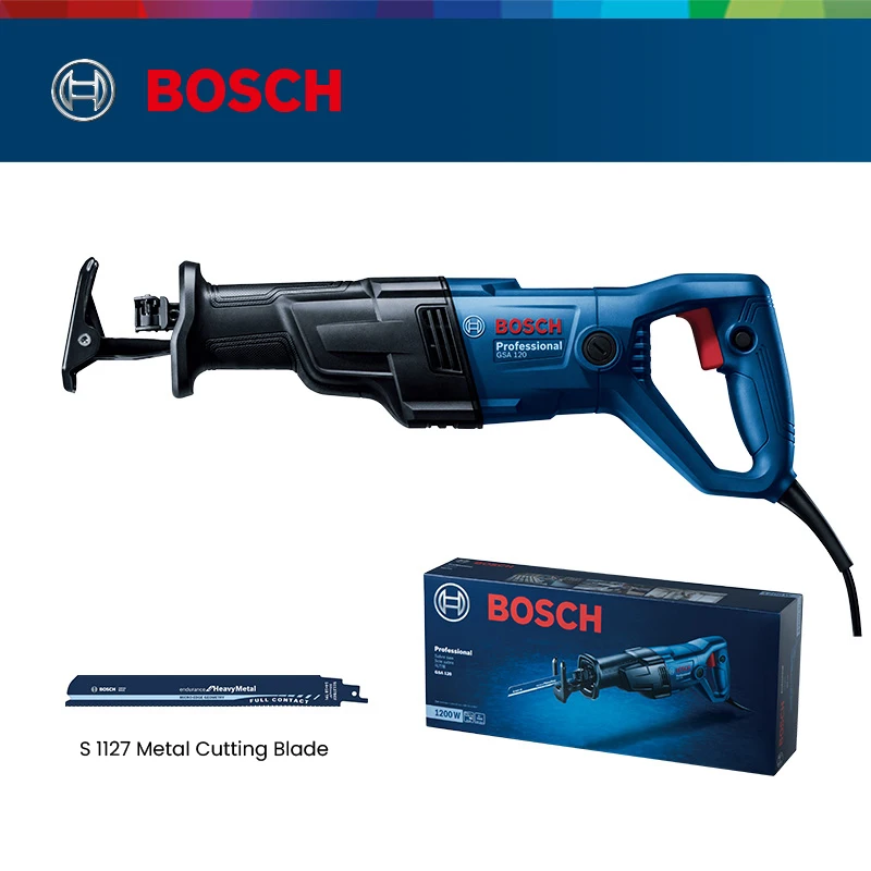 

Bosch GSA 120 Saber Saw 1200W Professional Reciprocating Sabor Saw Max Cutting Thickness Wood 220mm Metal 20mm Stroke Length29mm