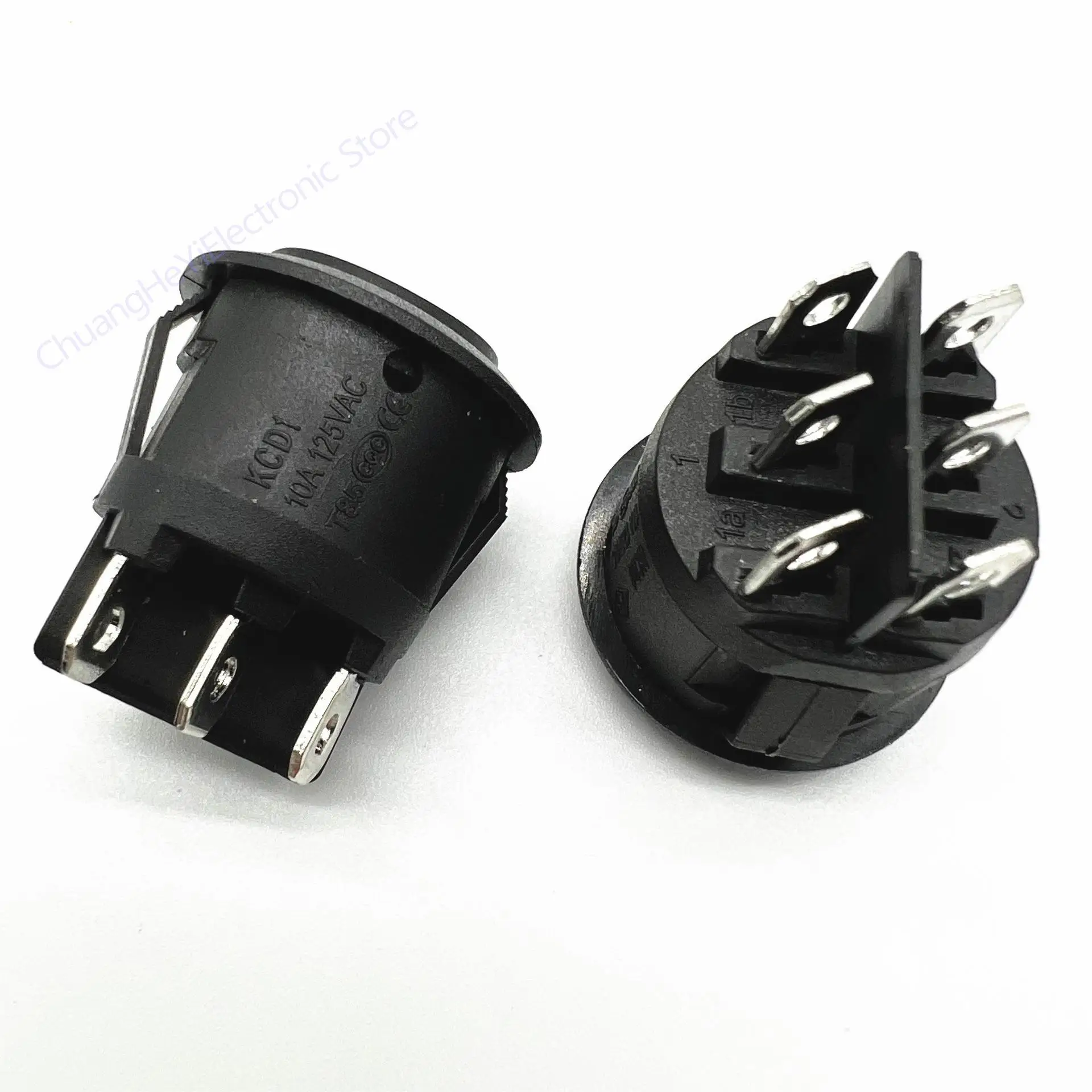 1 قطعة KCD1 23 مللي متر القطر مفاتيح الروك المستديرة 6 دبوس ON-OFF-ON 3 موقف الروك التبديل 10A 125VAC #2