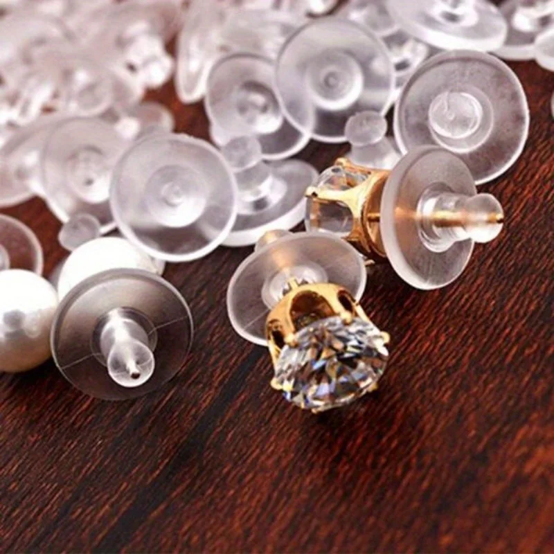200pcs/lot Earrings Jewelry Accessories Rubber Back Silicone Round Ear Plugging Blocked Earring Back Stoppers for DIY